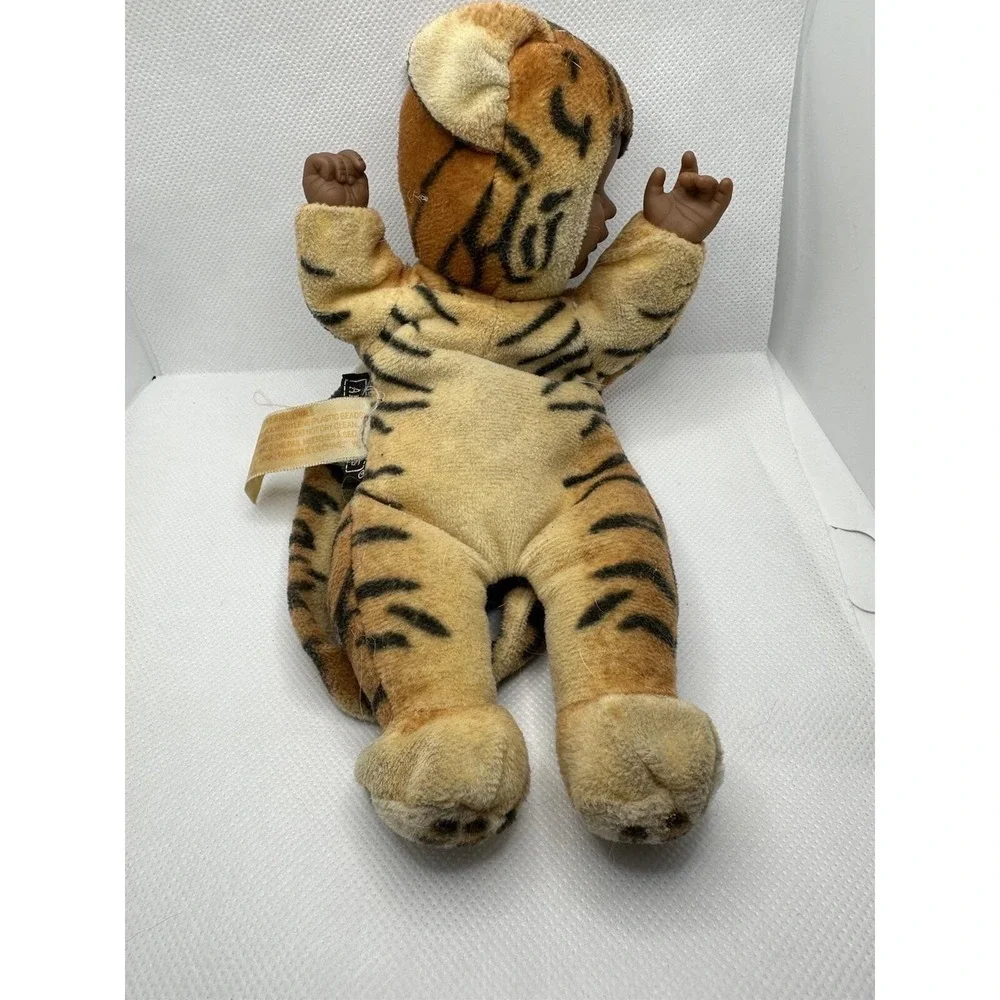 Anne Geddes Tiger Baby Dark Skinned Beanie Plush Stuffed Animal Vtg Doll 9
